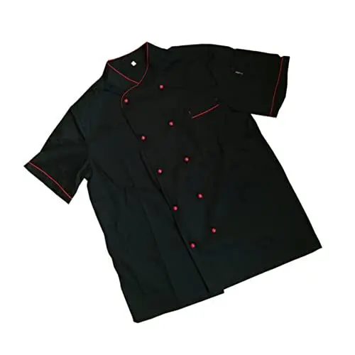 Produktbild: GAROZATION 1stk Kurzärmlige Kochjacke Weißer Koch Kochmantel Kochbekleidung Herren Lässige Lockere Kochkleidung Catering-jacken Black