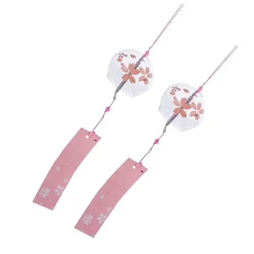 Produktbild: GAROZATION Kirschblüten-windglocken Handbemalte Glas-glockenanhänger Japanisches Bürodekor
