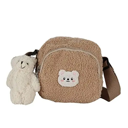 Produktbild: GAROZATION 2 Stk Umhängetasche Aus Lammwolle Damen Umhängetaschen Plüschige Einkaufstasche Geldbörsen Für Mädchen Frau Tasche Reisetasche Für Damen Kleine Umhängetasche Modische Tasche Brown