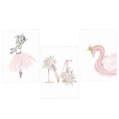 Produktbild: GAROZATION Leinwandbild Wandgemälde Für Kinderzimmer 3-teilig Englisches Alphabet Kunst Blume Dekorative Wandkunst Kinder-wandposter 30 X 40 Cm