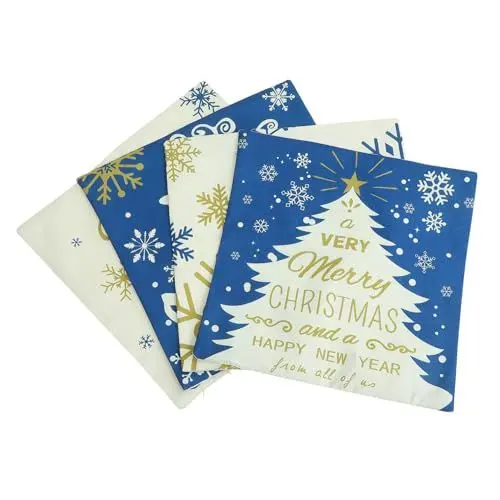 Produktbild: GAROZATION 4-teiliges Weihnachtskissenbezug-Set Aus Flachsleinen Und Weihnachtsmotiv Gemütlich Weich Dekorativer Kissenbezug