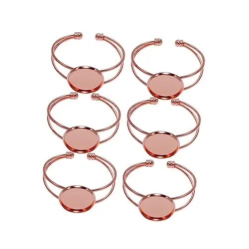 Produktbild: GAROZATION Kupfer-schmuckherstellungs-charms Glaskette 6 Stück Ovale Basis Zum Basteln