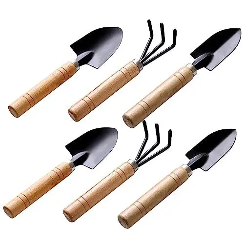 Produktbild: GAROZATION Pflanzenwerkzeug-Set Aus Metall Mit Holzgriff Gartenwerkzeug-Set Rechen Schaufel Für Den Einsatz Im Kleinen Garten