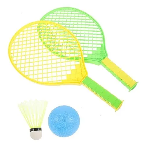 Produktbild: GAROZATION Badminton Set Für Kinder Inkl 2 Schläger 2 Federbälle Und 2 Plastikbälle Ideal Für Outdoor Spielspaß