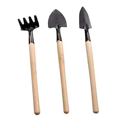 Produktbild: GAROZATION 3-teiliges Mini-gartenwerkzeug-Set Gartenwerkzeug Gartenwerkzeuge Für Jungen Und Mädchen Aus Holz Und Bequem Zum Pflanzen