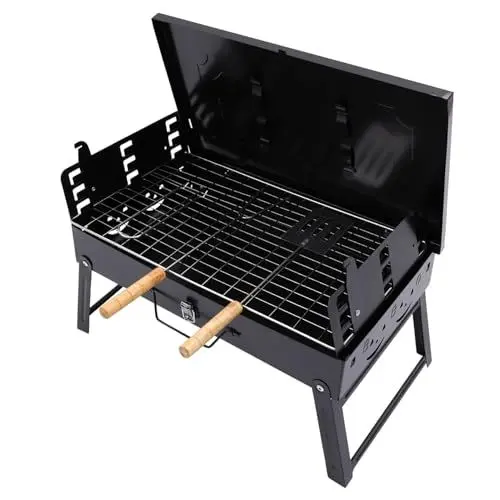 Produktbild: GAROZATION Tragbarer Grill für Den Außenbereich Zusammenklappbarer Grillständer Leicht Zu Transportierender Holzkohlegrill für Camping Garten und Reisen