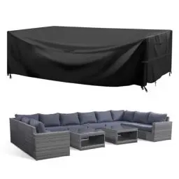 Produktbild: GARPROVM Abdeckung für Gartenmöbel, Abdeckplane Gartenmöbel Schutzhülle für Gartenmöbel Wasserdicht Winddicht Anti-UV Staubdicht Oxford Gewebe, für Outdoor Sofa Tisch Möbelsets - 315x180x74cm