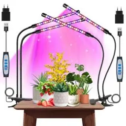 Produktbild: Garpsen Pflanzenlampe, 2Pack 2 Heads Pflanzenlampe Led Vollspektrum für Zimmerpflanzen, 460nm/660nm/3000K Pflanzenlicht mit Auto ON & Off Timer 6/12/16H, 5 Helligkeitsstufen