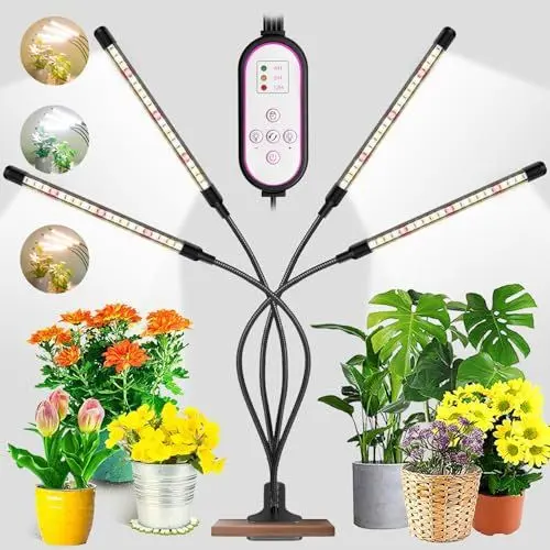 Produktbild: Garpsen Pflanzenlampe Led, 80 LEDs Grow Lampe, 4 Heads Vollspektrum Led Pflanzenlicht für Zimmerpflanzen mit Auto ON & Off Timer 4/8/12H, 3 Arten von Modus, 10 Helligkeitsstufen