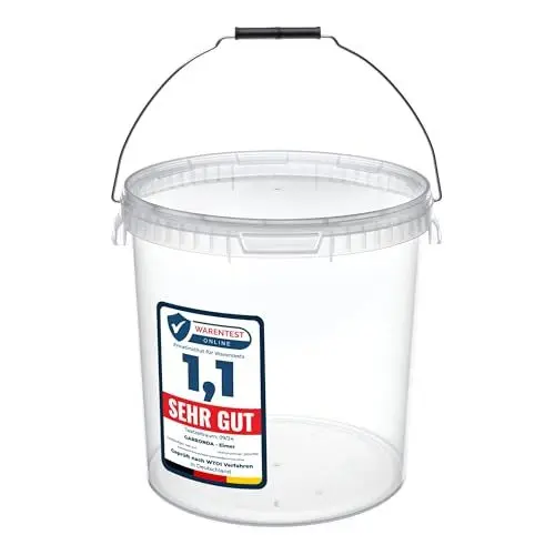 Produktbild: Garronda Eimer mit Deckel 20 L für die Lagerung von Lebensmittel- und Chemischen Produkten 1 Stück Transparent GD-0072