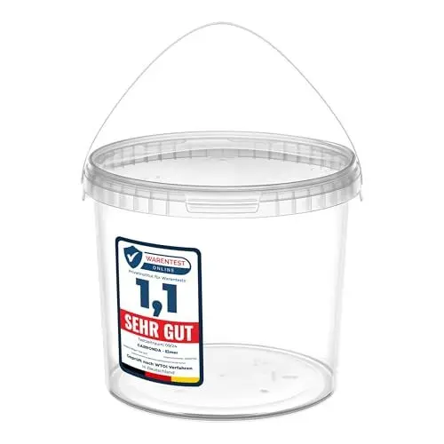 Produktbild: Garronda Eimer mit Deckel 5 L für die Lagerung von Lebensmittel- und Chemischen Produkten 1 Stück Transparent GD-0072