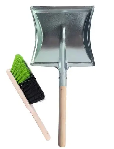 Produktbild: Garronda Kehrschaufel Set Kehrgarnitur aus Metall und Synthetik Handfeger mit kurzem Griff Kehrblech Kehrbesen für Haushalt nützliches Set Handfeger und Schaufel GD-0010 (Schwarz/Grün)