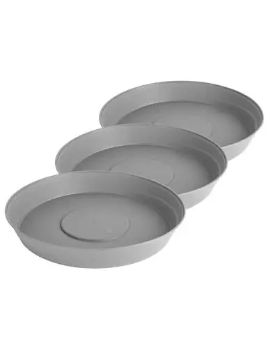 Produktbild: Garronda Untersetzer Blumentopf aus Kunststoff 1 Stück oder 3er Pack Plastik Pflanztopf Pflanzen Untersetzer rund für Pflanztöpfe Set GD-0023 (3 Stück Grau, ⌀ 20cm H 3,5cm)