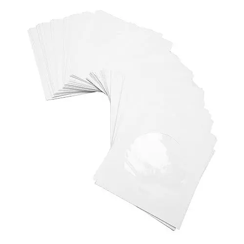 Produktbild: Garsent 8 cm CD-DVD-Papier-Medienhüllen, 100 Stück, Dicke, Wiederverwendbare Disc-Hüllen mit Klappe, Klarem Fenster, Einfach zu Nehmen und zu Laden, Kann Schnell überprüft Werden, für