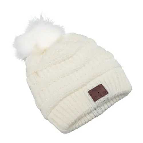 Produktbild: Garsent Bluetooth-Mütze für Damen und Herren, V5.0-Mütze mit Kopfhörern, Musik-Mütze mit Kabellosem Bluetooth-Kopfhörer mit Stereo-Lautsprechern, Gestrickte Bommelmütze, Warm Im Freien