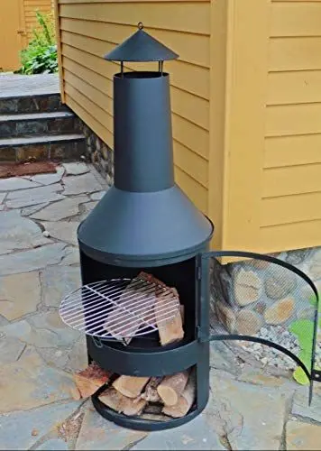 Produktbild: Garten- Grillkamin aus Stahl Schwarz