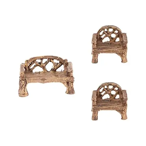 Produktbild: Garten Möbel Schild Holzbank 3 Stücke Mini Gartenm?Bel Fairy Garten M?Bel Ornamente Miniaturtisch Stühle Set Home Micro Landschaftsdekoration Möbel Feengarten Bierzeltgarnitur