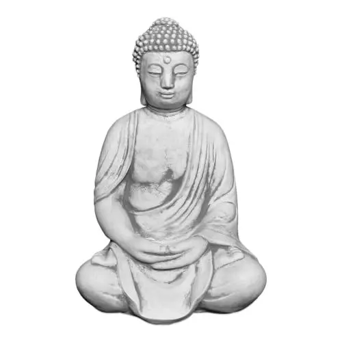 Produktbild: gartendekoparadies.de Sitzende Buddha Statue, Steinfigur, H. 39 cm, 12 kg, Grau, frostsicher aus Steinguss für Außenbereich