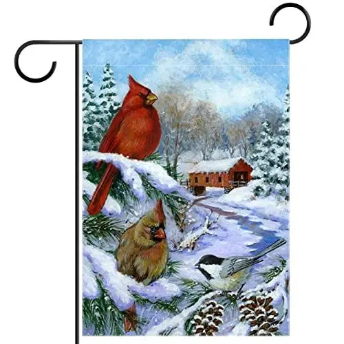 Produktbild: Gartenfahne,winter roter vogel schnee,Saisonale Flaggen für den Außenbereich, 28 x 40 cm, doppelseitig, dekorativ