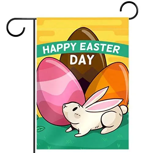 Produktbild: Gartenflaggen 12 x 18 doppelseitige Yard Flags wasserdichte Gartenflaggen für draußen,Häschen Ostern Karikatur Ei