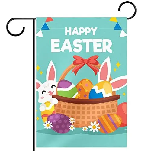 Produktbild: Gartenflaggen 28x40 Doppelseitige Yard Flags Wasserdichte Gartenflaggen für Draußen,Ostern Cartoon Häschen