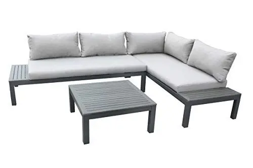Produktbild: GARTENFREUDE Lounge Ambience, flexibel einsetzbar, wasserabweisende Kissen, Gestell: dunkelgrau / Kissen: beige / WPC: dunkelgrau