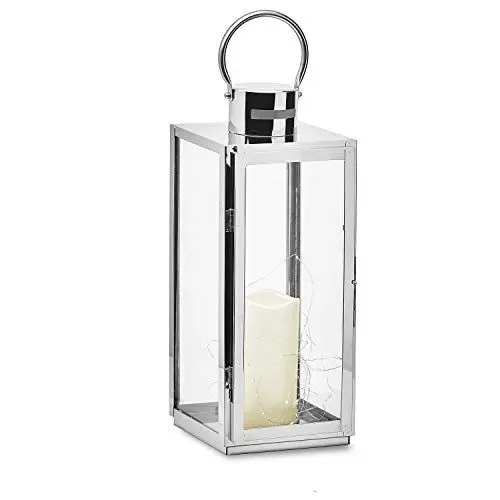 Produktbild: Gartenfreude 9000-1000-02 Laterne, Edelstahl, 17 x 16 x 41 cm mit LED