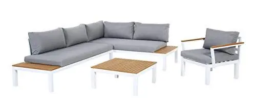 Produktbild: Gartenfreude Aluminium Lounge Ambience, flexibel einsetzbar mit wasserabweisenden Kissen, Dunkelgrau/Hellgrau Möbel-Set, Sessel