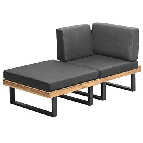 Produktbild: Gartenfreude Aluminium Lounge St. Vincent Ecke & Stuhl schwarz Gartenlounge Set Gartenmöbel