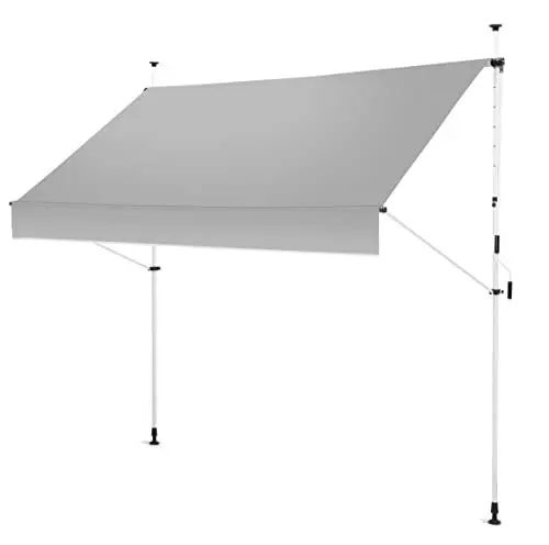 Produktbild: Gartenfreude Klemmmarkise 250 x 120 Sonnenschutz Balkonmarkise Campingmarkise ohne Bohren, Hellgrau – gerader Schnitt, 4900-1525-105, Klemmmarkise 250 x 120 cm - Hellgrau
