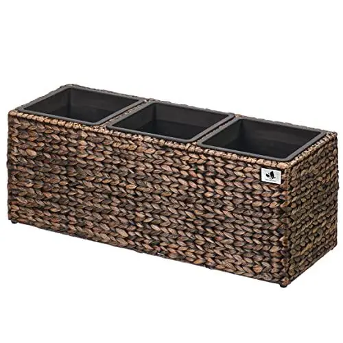 Produktbild: Gartenfreude Pflanzgefäß Wasserhyazinthe, 77 x 28 x 28 cm, inkl. wasserdichtem Kunststoffeinsatz, braun