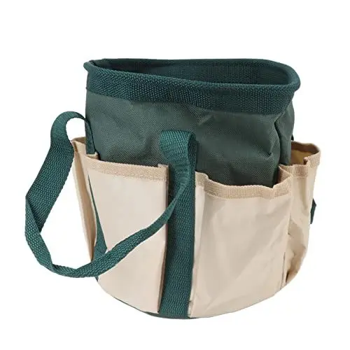 Produktbild: Gartengeräte-Tasche, 6 Taschen, Oxford-Stoff, Gartenwerkzeug-Aufbewahrungstasche, Runder Garten-Organizer Männer und Frauen, Gärtner (Grün mit cremefarbener Farbe)