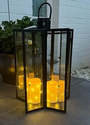 Produktbild: Gartenlaterne Windlicht Laterne Laternen Metalllaterne XXL Sternform Top Dekoration Außen Metall Schwarz H58