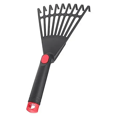 Produktbild: IWOWHERO Kleiner Gartenrechen Aus Kunststoff Mit Griff Handwerkzeug Für Gartenarbeit Zum Entfernen Von Laub Für Blumenbeete Robust Und Benutzerfreundlich