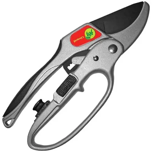 Produktbild: Gartenschere mit Ratsche, unsere Amboss-Baumschere ist ideal für schwache Hände und trotzdem stark genug für jede Art von Baum- oder Ast-Schnitt, ein tolles Geschenk jeden Gartenfreund