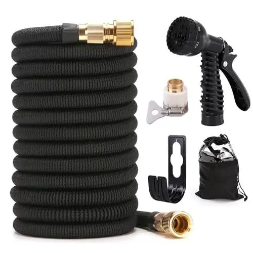 Produktbild: Gartenschlauch Flexibel 50FT/15M, FGJCJ Flexibler Gartenschlauch mit 6 Funktionssprühdüsen, Erweiterbarer Wasserschlauch 3/4 zoll, Multifunktional Gartenschlauch 1/2 zolll für den Außenbereich