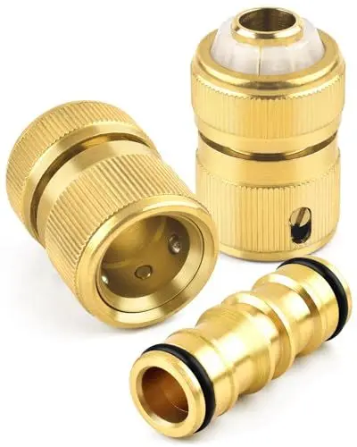 Produktbild: Gartenschlauch Verbinder,ERKOON Schlauchverbinder 1/2 Zoll Messing Schlauchanschluss, Doppelstecker Schnellkupplung Verbindungen Zwei Wege Kupplung für Garten Haus Wasserhahn (3)