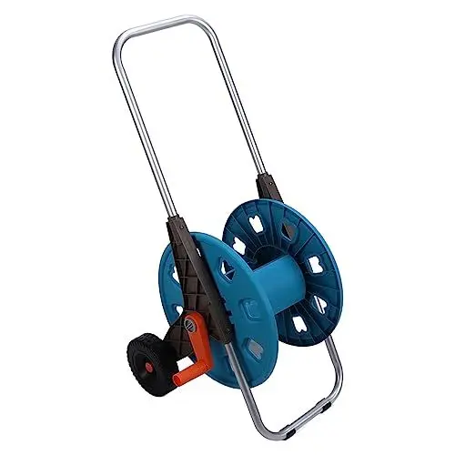 Produktbild: Gartenschlauchtrommel, G1/2 tragbarer Schlauchwagen mit 2 Rädern, hält 60m Schlauch, Wasserschlauch-Lagerungsgestell, Hochleistungs-Gartenwasserschlauchwagen Mobile Tools