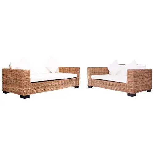 Produktbild: Wakects Modisches Sofa, Gartensofa, leicht zu reinigen, wetterbeständiges natürliches Rattan mit abnehmbaren Bezügen für die Terrasse