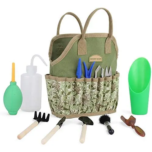 Produktbild: Garten-Sukkulenten-Set mit Organizer-Tasche, Indoor-Mini-Hand-Gartenwerkzeug-Set, 14-teiliges Werkzeug für die Bonsai-Pflanzer-Miniatur-Feenpflanzpflege.