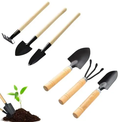 Produktbild: Gartenwerkzeug Set, 6-teiliges Gartengeräte Set Mini Gartengeräte Gartenschaufel Klein, Holzgriff Handheld Garten Schaufeln Garten Handwerkzeuge für Bonsai Werkzeug Pflanze Topfblumen