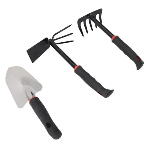 Produktbild: Gartenwerkzeug-Set, 3-teilig, Schwere Gartengeräte, Gartenschaufel und Handrechenhacke mit Kunststoffgriff Zum Pflanzen von Blumen, Lockern des Bodens, Jäten, Graben,