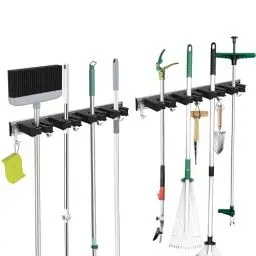 Produktbild: GARTOL 2 Stück Besenhalterung Wand, Gerätehalter Hakenleiste Besenhalter Gartengerätehalter Gartengeräte, Aufbewahrungssystem, Garten, Küche, Werkzeug-Organizer, Wandaufhänger für Haushaltswaren