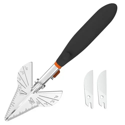 Produktbild: GARTOL Mehrwinkel-Gehrungsschere, multifunktionale Kanalschere für Materialien wie Holz- und Kunststoffplatten, verstellbar von 45 bis 120 Grad, mit 2 Ersatz-Klingen SK5
