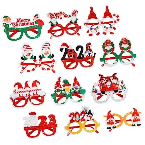 Produktbild: GARVALON Lustige Weihnachtsbrillenrahmen 12 Stück Weihnachtsparty-zubehör Weihnachts-photobooth-requisiten Party-brillen-requisiten