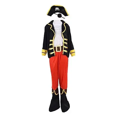 Produktbild: GARVALON 1 Satz Halloween-Piraten-Kleidungsstück Piratenhut Piraten-Rollenspiel kinderkostüme Halloween kinderkostum Halloween Piraten-Cosplay-Kostüm Piratenkostüm für Kinder Polyester