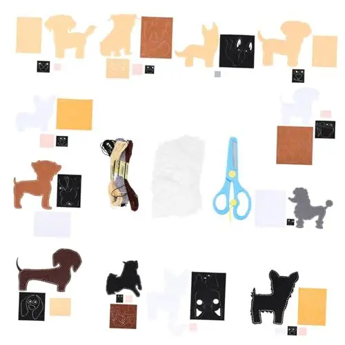 Produktbild: GARVALON 1 Set Kinder Nähset Tier Nähset Tier DIY Bastelset Kinder Nähspielzeug Kleinkind Nähmaterial DIY Material Kit Hund Serie Nähset Heimdekoration