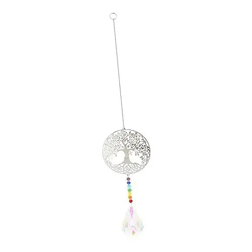 Produktbild: GARVALON Baum des Lebens Kristallanhänger Hängendes Ornament Aus Kristall Und Metall Für Fenster Garten Büro Dekoration