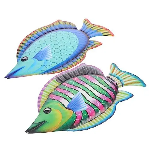 Produktbild: GARVALON Ozeanfisch-dekoration Aus Eisen Zum Aufhängen Wanddekor Mit Fisch Metall-fischornament Für Innen Und Außenbereich