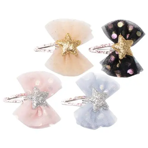 Produktbild: GARVALON Modische Haarschleifen-clips für Mädchen Netzschleier Stern-design Haar-accessoires für Jungen und Mädchen 4 Stück